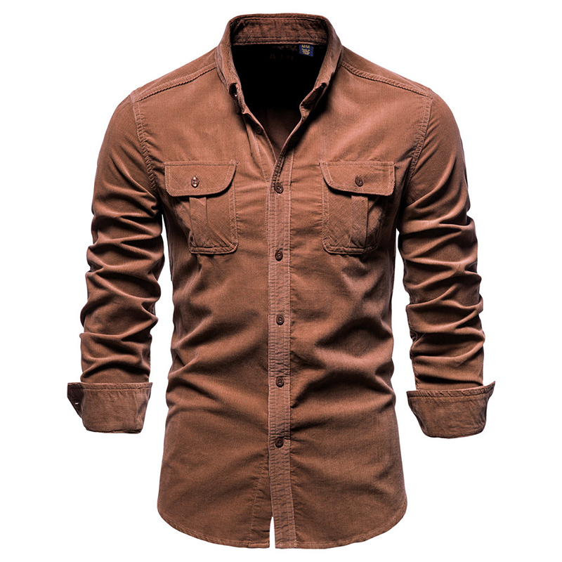 Винтажные однотонные вельветов – обзор и цена Corduroy Button Up Shirt Men