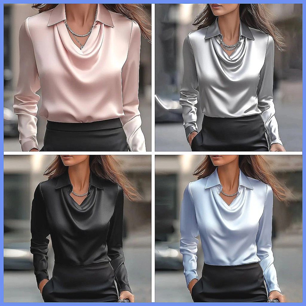 Винтажная атласная блузка для  – обзор и цена Shirts