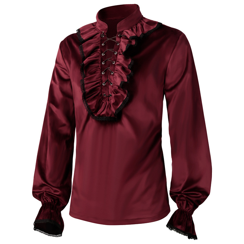 Рубашка мужская с оборками и р – обзор и цена Medieval Gothic Lace Up Pirate Shirt