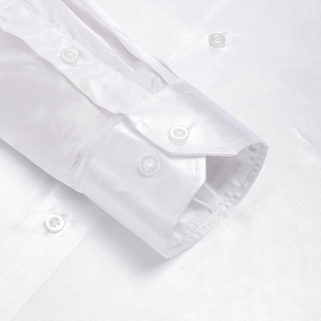 Hi-Tie белая шелковая атласная – обзор и цена Mens Satin Silk Dress Shirt