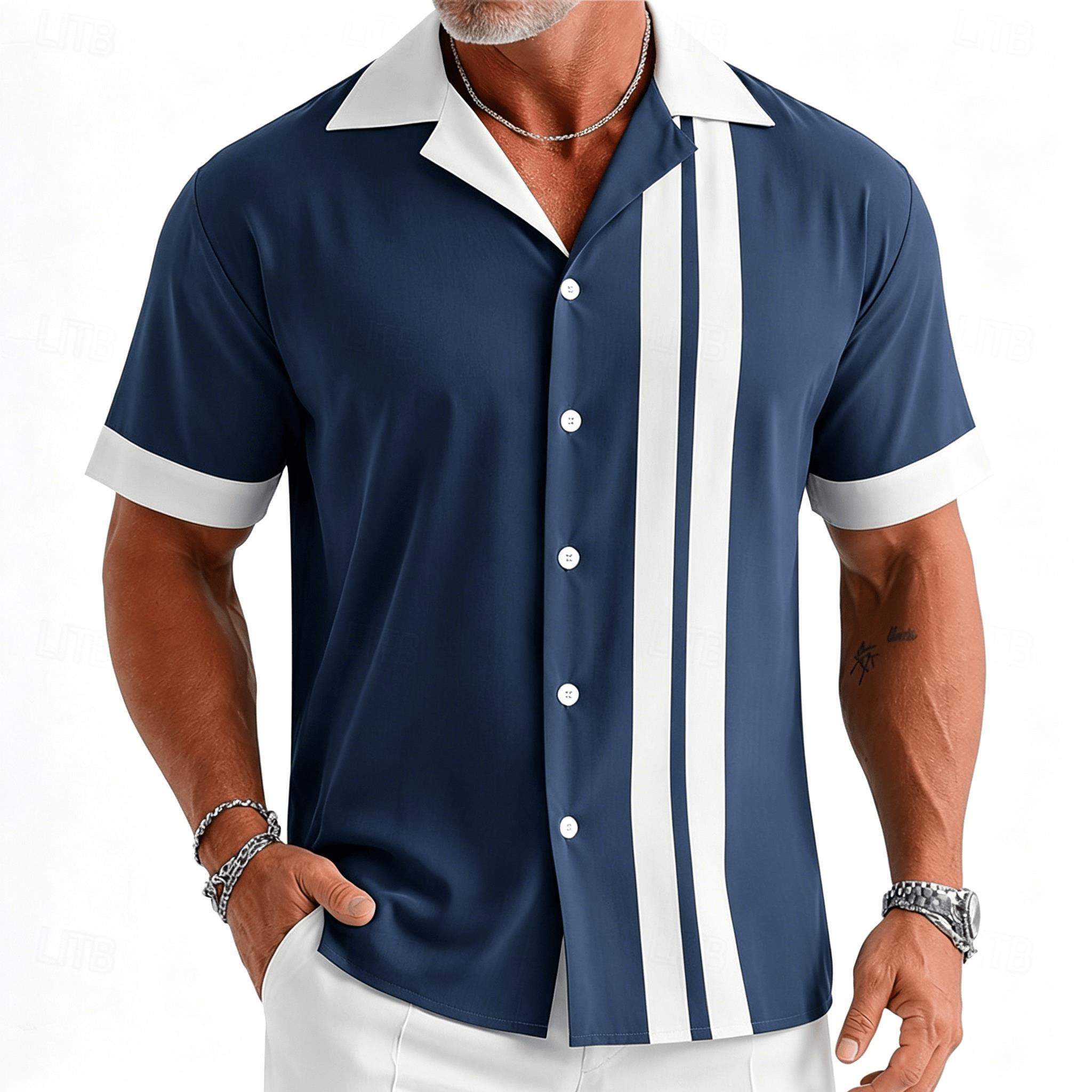 Мужская винтажная рубашка с ко – обзор и цена Short Sleeve Bowling Shirt Retro