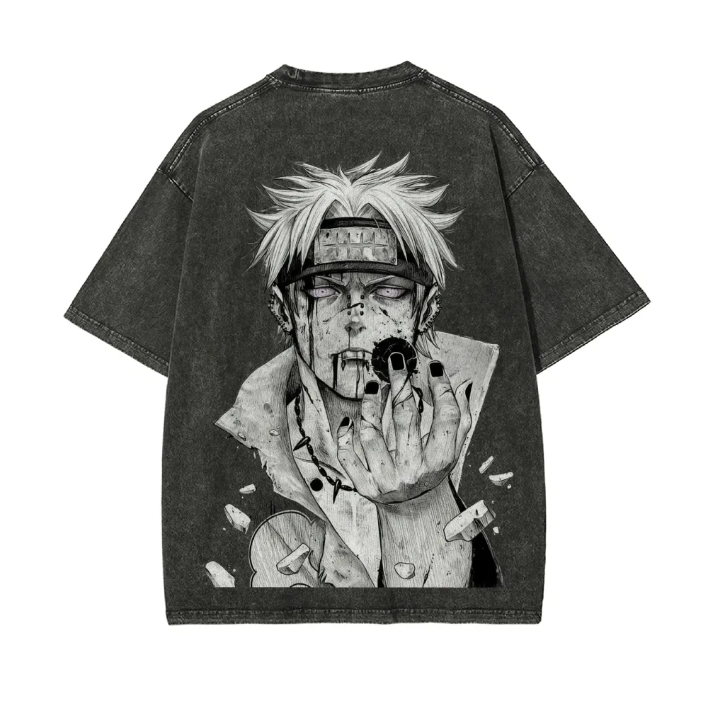 Футболка Naruto Pain с принтом – обзор и цена Acid Wash Vintage Graphic T Shirt