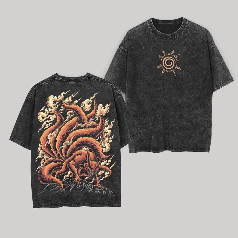 Футболка Kurama Kyuubi Naruto  – обзор и цена Acid Wash Vintage Graphic T Shirt