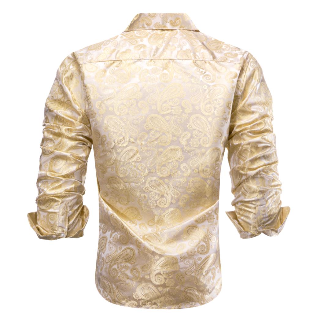 Hi-Tie, золотистые, бежевые, ц – обзор и цена Mens Satin Silk Dress Shirt