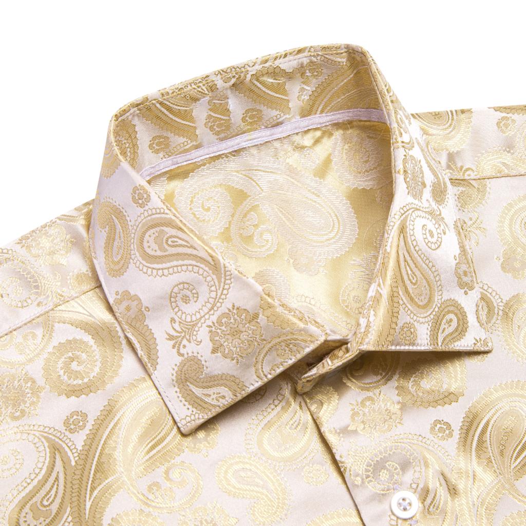 Hi-Tie, золотистые, бежевые, ц – обзор и цена Mens Satin Silk Dress Shirt