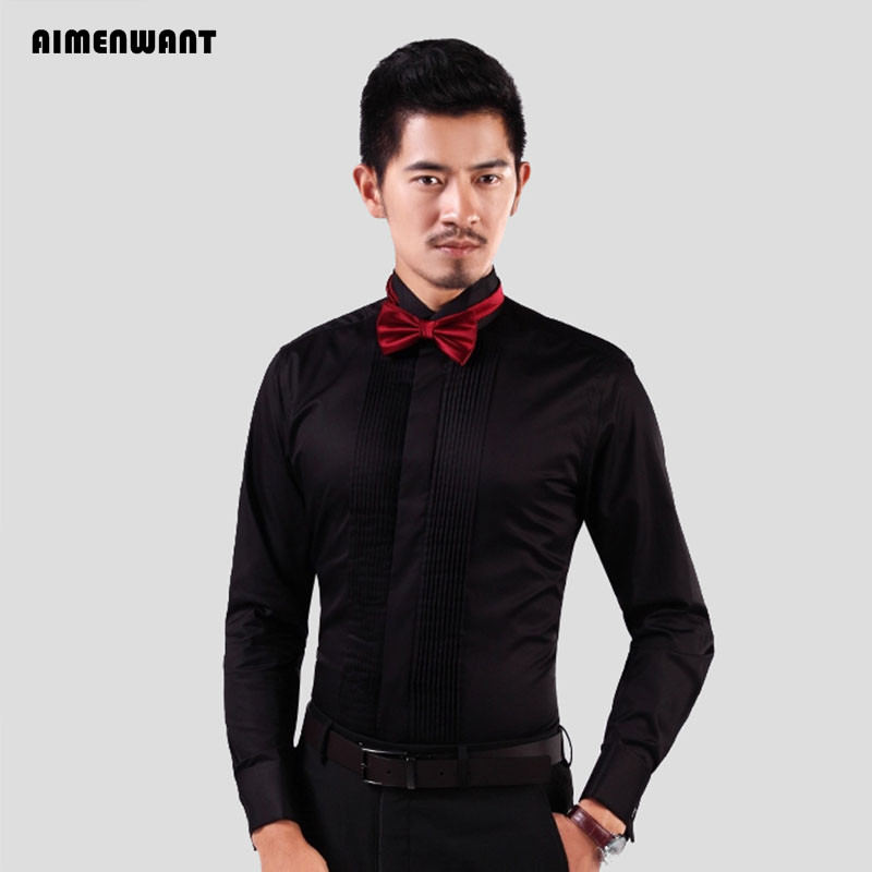 Мужская рубашка под смокинг AI – обзор и цена Mandarin Collar Formal Shirt Slim Fit