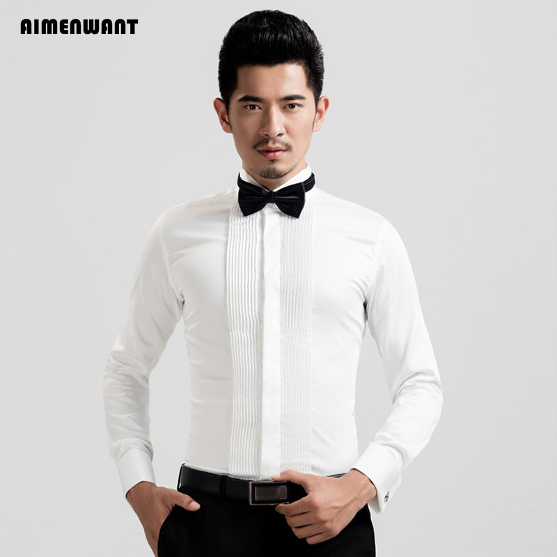 Мужская рубашка под смокинг AI – обзор и цена Mandarin Collar Formal Shirt Slim Fit