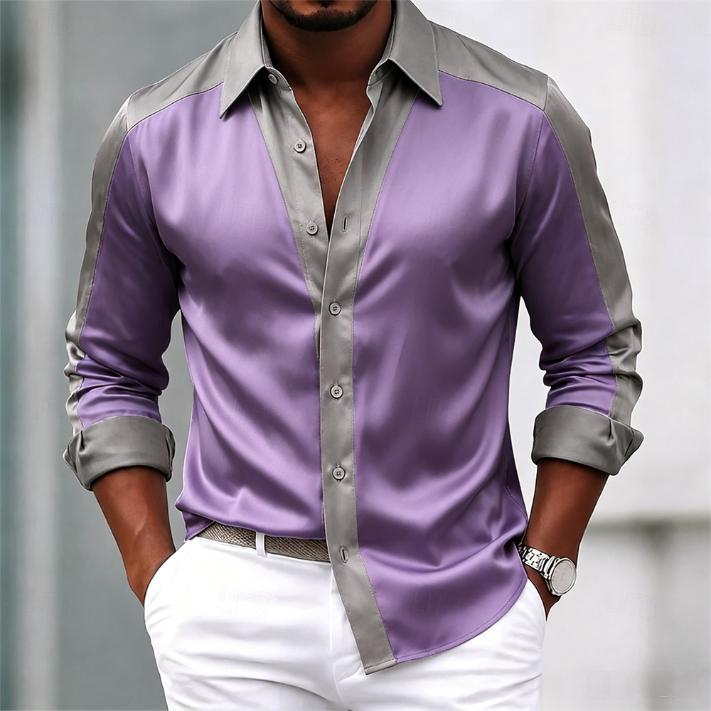 Мужская рубашка, атласная руба – обзор и цена Mens Satin Silk Dress Shirt