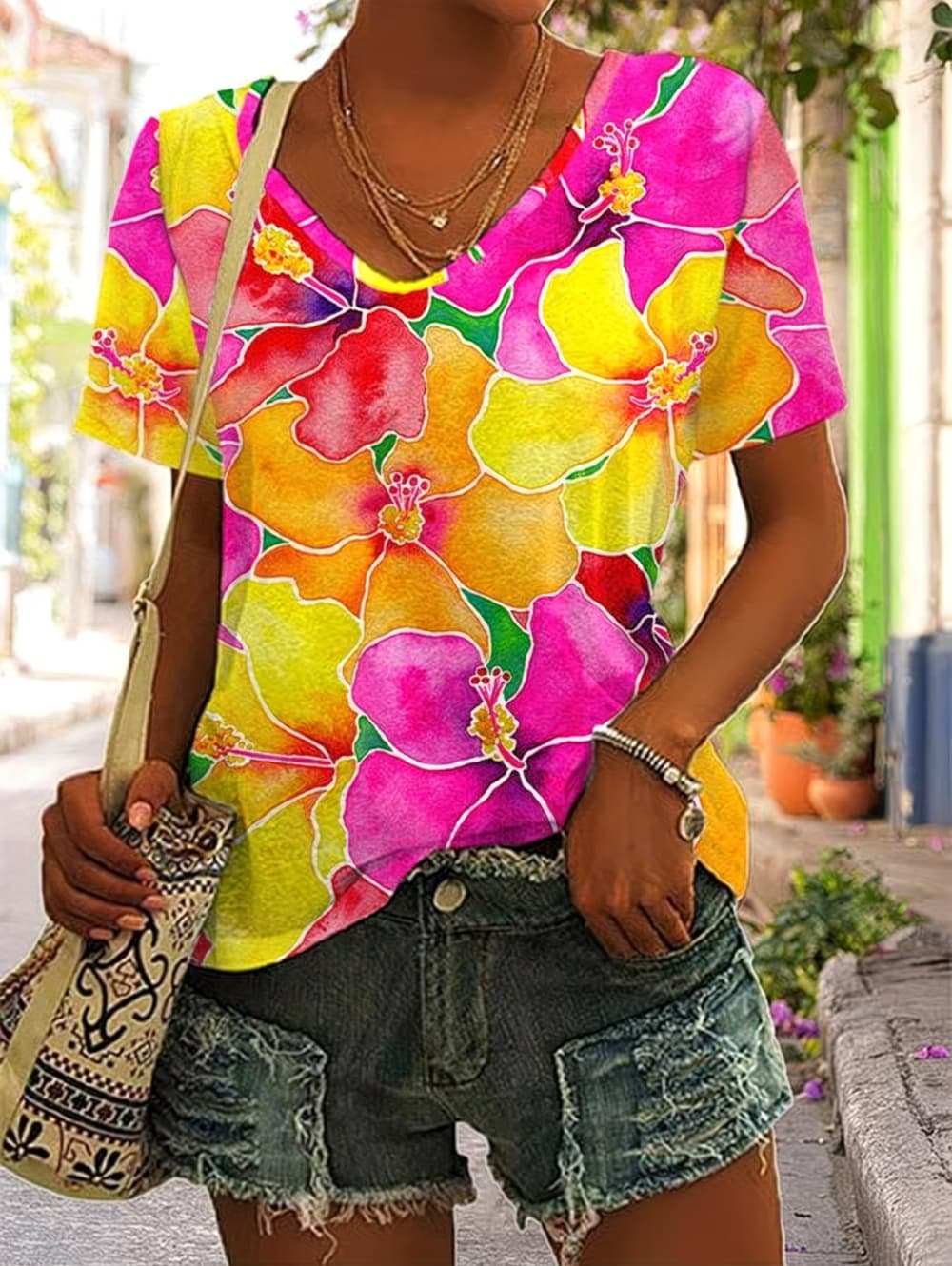Летняя женская футболка с цвет – обзор и цена Vintage Hawaiian Floral Shirt