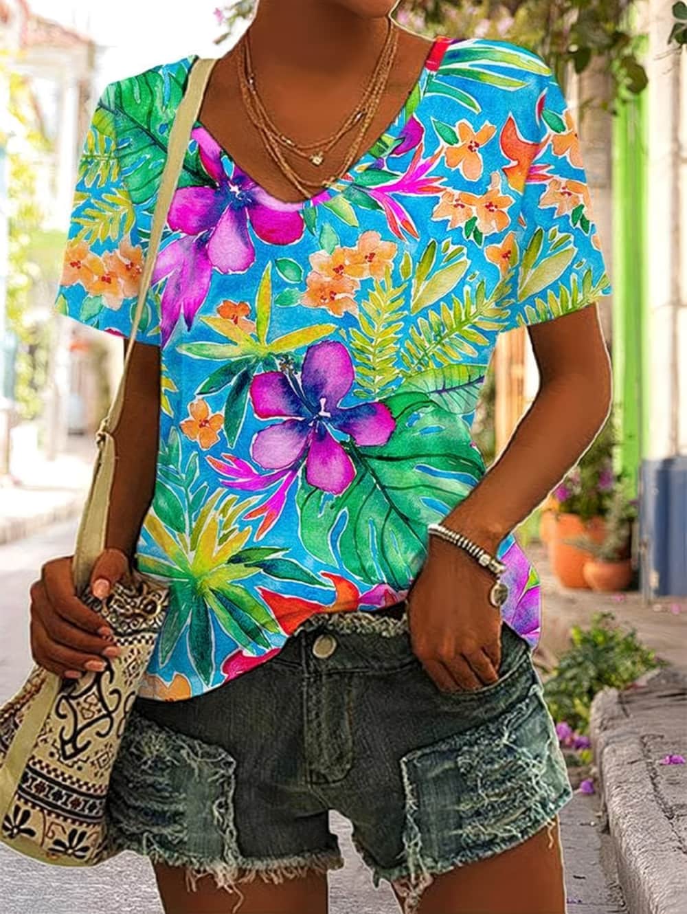 Летняя женская футболка с цвет – обзор и цена Vintage Hawaiian Floral Shirt