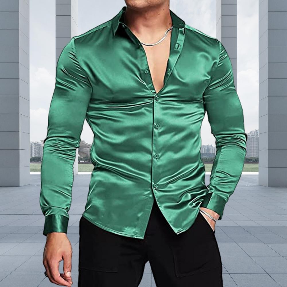 Стильная мужская рубашка из бл – обзор и цена Mens Satin Silk Dress Shirt