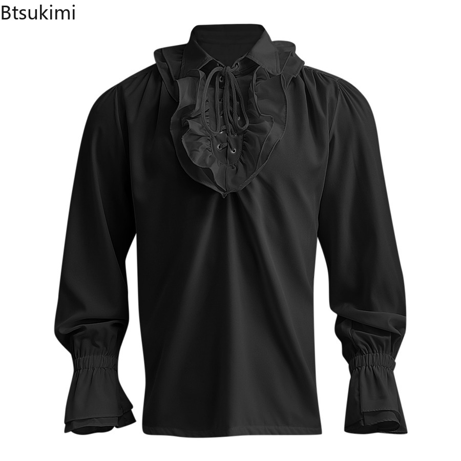 Мужская средневековая пиратска – обзор и цена Medieval Gothic Lace Up Pirate Shirt
