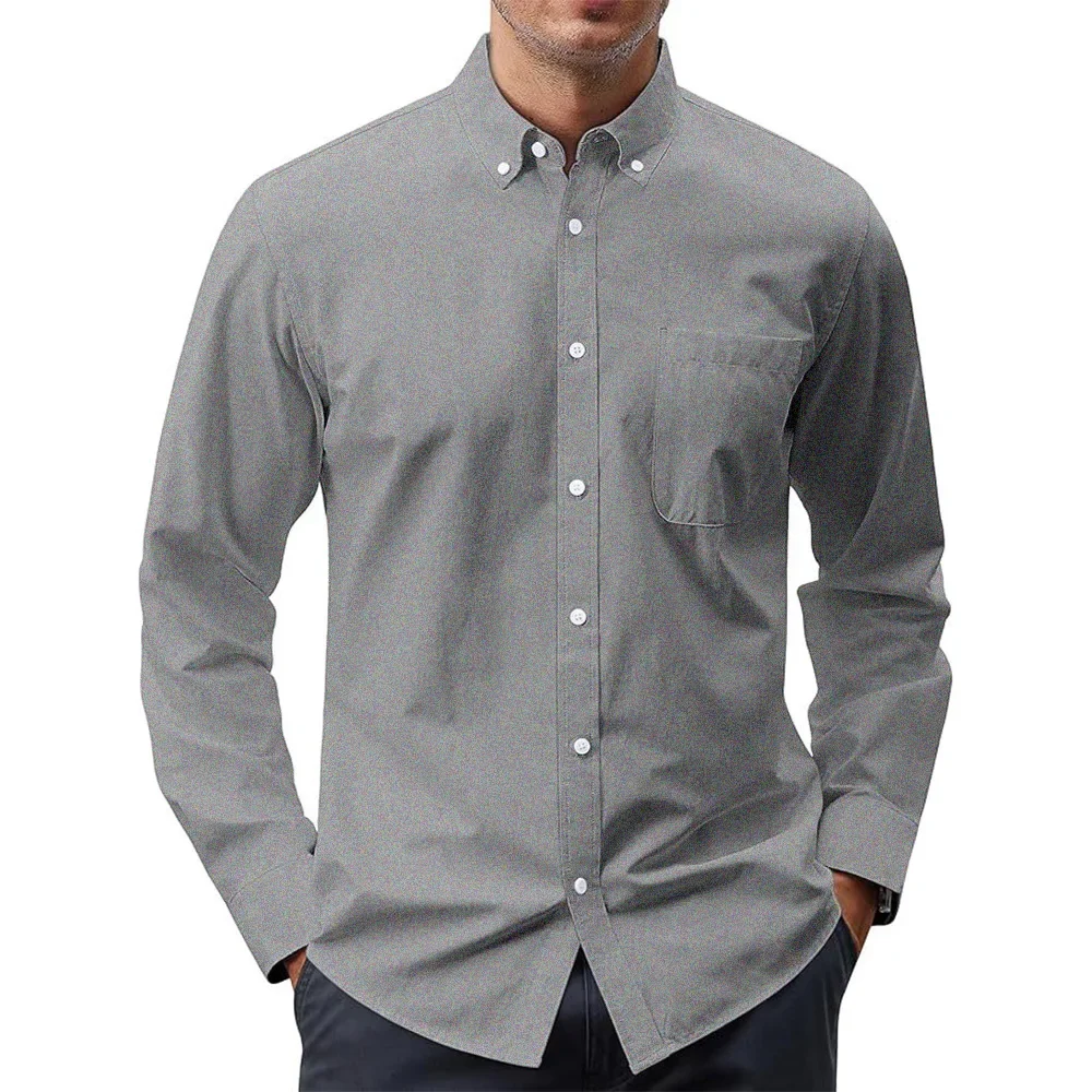 Мужские рубашки с длинным рука – обзор и цена Oxford Cotton Casual Shirt Business
